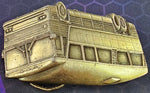 VTG 1978 Pewter Bergamot Brass Works City Bus Belt Buckle Made in USA Advertisin