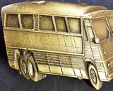 VTG 1978 Pewter Bergamot Brass Works City Bus Belt Buckle Made in USA Advertisin