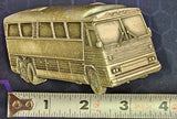 VTG 1978 Pewter Bergamot Brass Works City Bus Belt Buckle Made in USA Advertisin