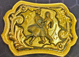VTG Western Country Cowboy Square Dance Gold Tone Belt Buckle