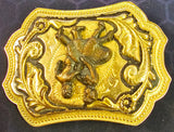 VTG Western Country Cowboy Square Dance Gold Tone Belt Buckle