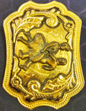 VTG Western Country Cowboy Square Dance Gold Tone Belt Buckle