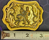 VTG Western Country Cowboy Square Dance Gold Tone Belt Buckle