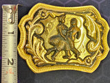 VTG Western Country Cowboy Square Dance Gold Tone Belt Buckle