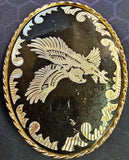 VTG Country Western Silver Black Flying Eagle Belt Buckle Rope Rodeo Patriotic