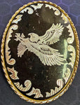 VTG Country Western Silver Black Flying Eagle Belt Buckle Rope Rodeo Patriotic