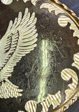 VTG Country Western Silver Black Flying Eagle Belt Buckle Rope Rodeo Patriotic