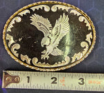 VTG Country Western Silver Black Flying Eagle Belt Buckle Rope Rodeo Patriotic