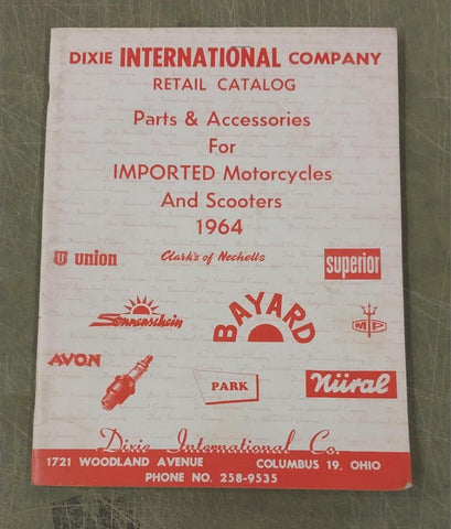 Dixie International Company 1964 Retail Catalog Parts Imported Motorcycles Ohio