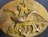 VTG 1980s Brass Anheuser Busch Budweiser Oval Eagle Belt Buckle