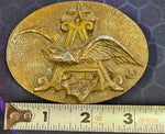 VTG 1980s Brass Anheuser Busch Budweiser Oval Eagle Belt Buckle