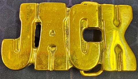 VTG 1970s Solid Brass "JACK" Belt Buckle Western Southwest Country Made in USA