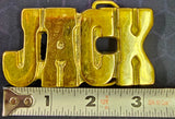 VTG 1970s Solid Brass "JACK" Belt Buckle Western Southwest Country Made in USA