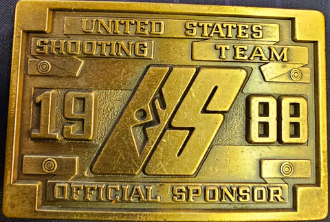 VTG 1988 XXIV Olympiad Seoul, Korea USA Shooting Team Brass Belt Buckle