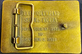VTG 1988 XXIV Olympiad Seoul, Korea USA Shooting Team Brass Belt Buckle