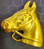 VTG Solid Brass Horse Bridle Belt Buckle Cowboy Western Horses Country Rustic