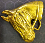 VTG Solid Brass Horse Bridle Belt Buckle Cowboy Western Horses Country Rustic