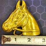 VTG Solid Brass Horse Bridle Belt Buckle Cowboy Western Horses Country Rustic