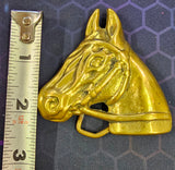 VTG Solid Brass Horse Bridle Belt Buckle Cowboy Western Horses Country Rustic
