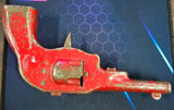 VTG Pressed Steel Toy Cap Gun Friction Red Metal Sparks Antique Collectible