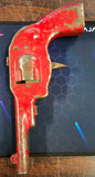 VTG Pressed Steel Toy Cap Gun Friction Red Metal Sparks Antique Collectible