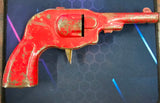 VTG Pressed Steel Toy Cap Gun Friction Red Metal Sparks Antique Collectible