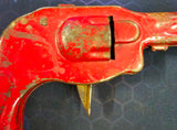 VTG Pressed Steel Toy Cap Gun Friction Red Metal Sparks Antique Collectible
