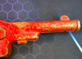VTG Pressed Steel Toy Cap Gun Friction Red Metal Sparks Antique Collectible