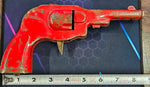 VTG Pressed Steel Toy Cap Gun Friction Red Metal Sparks Antique Collectible