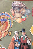 Vtg Happy Thanksgiving Hanging Decor Decorations Turkey Pilgrims Fall Autumn 5pc