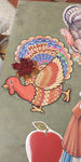 Vtg Happy Thanksgiving Hanging Decor Decorations Turkey Pilgrims Fall Autumn 5pc