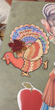 Vtg Happy Thanksgiving Hanging Decor Decorations Turkey Pilgrims Fall Autumn 5pc