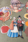 Vtg Happy Thanksgiving Hanging Decor Decorations Turkey Pilgrims Fall Autumn 5pc