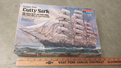 Vtg Monogram Clipper Ship Cutty Sark Model Kit Plast 7/16 Long Hobby 3500