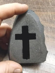 Vtg Black Pennsylvania Hard Coal Handcrafted Symbol Cross Collectible Glossy