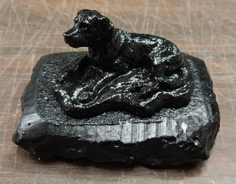 Vtg Black Labrador Glossy Handcrafted Pennsylvania Hard Coal Collectible Dog