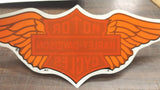 Large Orange Harley Wings Red Black Logo Sticker Motorcycles Inside Window Decal