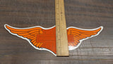 Large Orange Harley Wings Red Black Logo Sticker Motorcycles Inside Window Decal