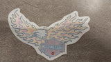 Medium Harley Davidson Gold Flaming Eagle Wings Inside Window Decal Sticker