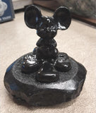 Black Mouse Clover Figure Hand Crafted Pennsylvania Hard Coal Collectible New