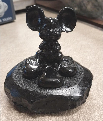 Black Mouse Clover Figure Hand Crafted Pennsylvania Hard Coal Collectible New