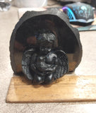 New Angel Collectible Kneeling Holding Bird Black Carved Pennsylvania Hard Coal