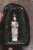 Infant of Prague Statue in Black Hand Crafted Pennsylvania Hard Coal Religious