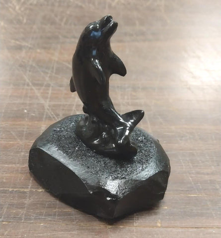 Black Dolphin Collectible Hand Crafted Pennsylvania Hard Coal Aquatic Animals