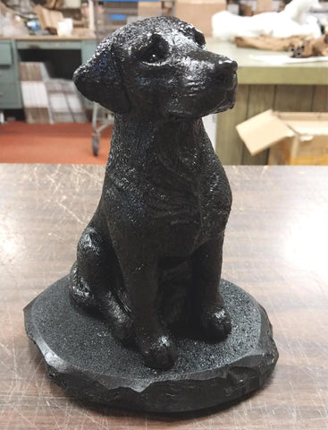 Black Sitting Labrador Retriever Dog Hand Crafted Pennsylvania Hard Coal 8 Inch