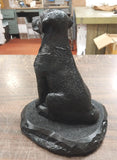 Black Sitting Labrador Retriever Dog Hand Crafted Pennsylvania Hard Coal 8 Inch