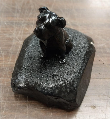 Pennsylvania Hard Coal Black Small English Bulldog Pet Animal Collectible Carved