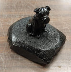 Pennsylvania Hard Coal Black Small English Bulldog Pet Animal Collectible Carved
