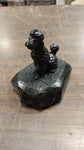 Black Sitting Groomed Poodle Dog Pet Animal Carved Pennsylvania Hard Coal Figure