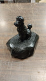 Black Sitting Groomed Poodle Dog Pet Animal Carved Pennsylvania Hard Coal Figure